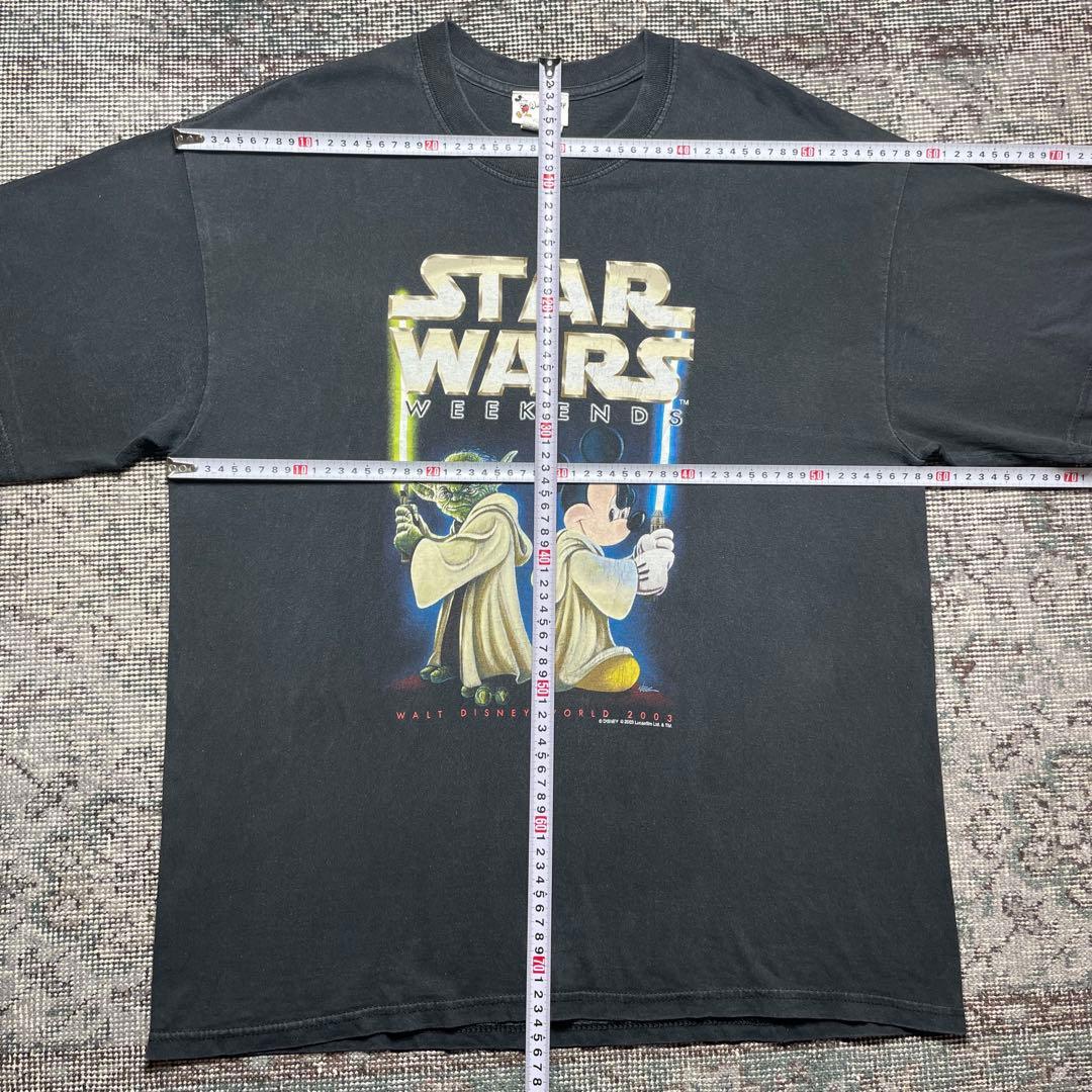 ヴィンテージ　ディズニー　スターウォーズ　00s　ミッキー　ヨーダ　Tシャツ 黒