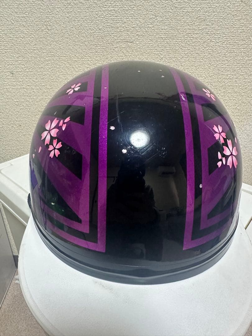 紫の桜と富士山デザインコルクヘルメット　コル半