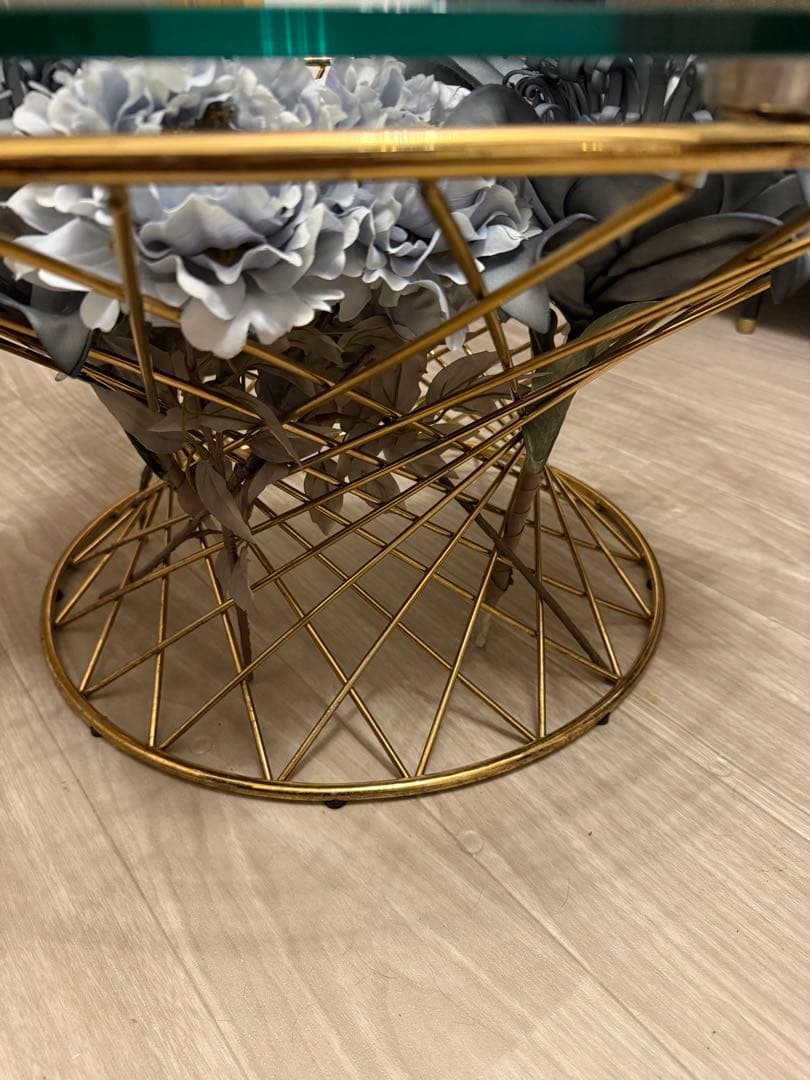 フランフラン マーリアコーヒーテーブル クリア✕ゴールド 80×80