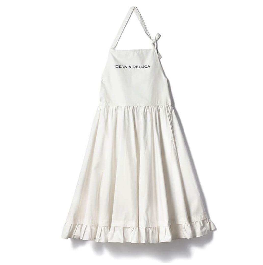 DEAN＆DELUCA×BEAMS COUTUREギャザーエプロンドレス白