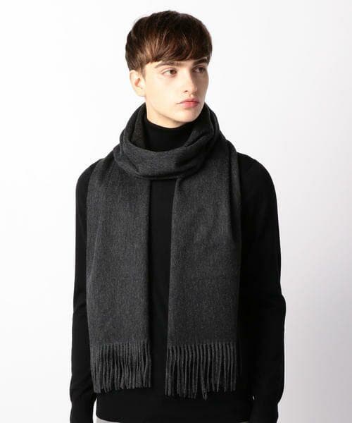 極美品 トゥモローランド カシミヤ100％ リバーシブル マフラー ブラック