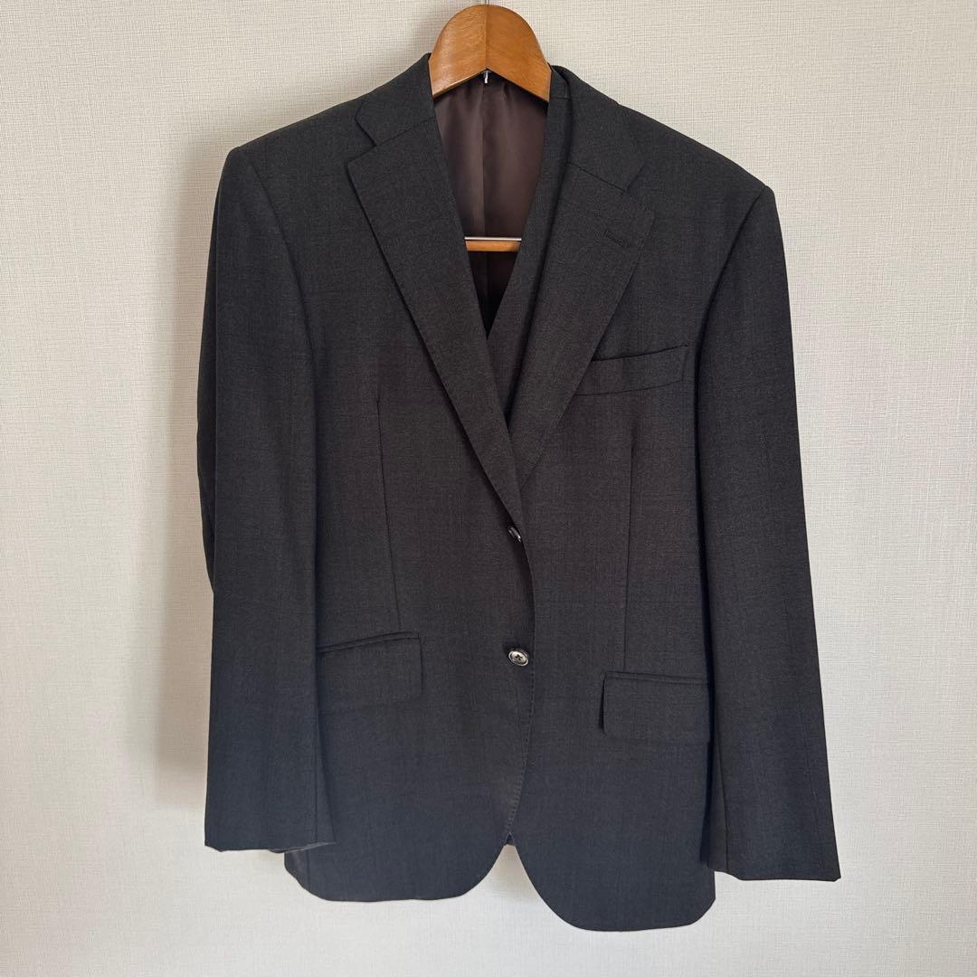 【極美品】麻布テーラー 3ピーススーツ ブラウン 180cm/70kg前後の方