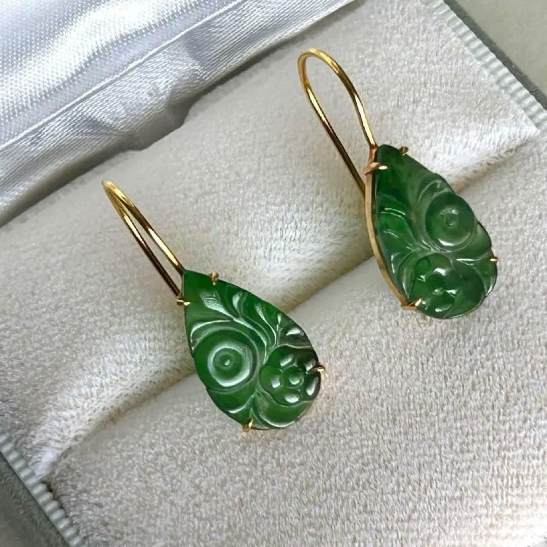 Bon Magique ボンマジック K18 翡翠ピアス