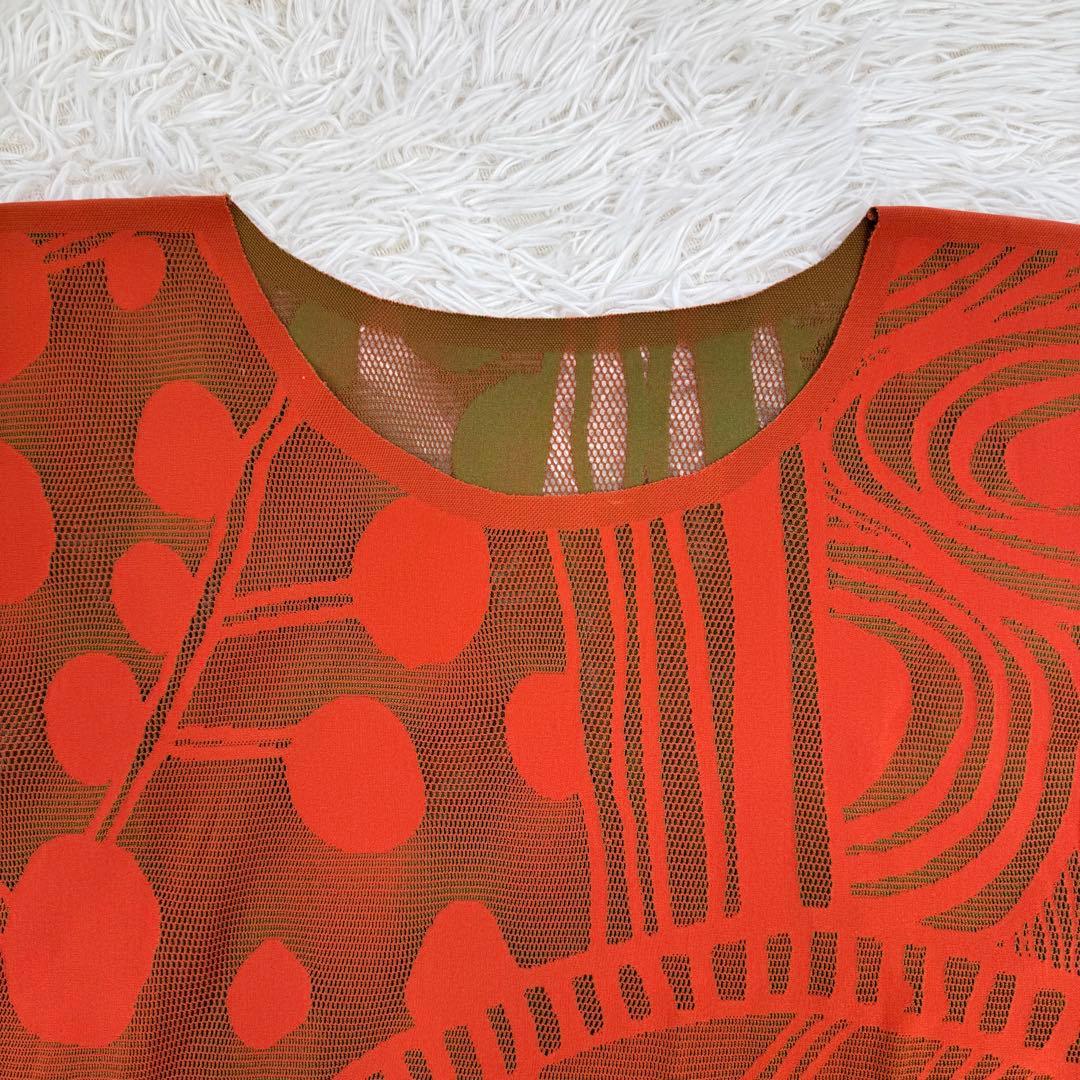 【人気】pleats please 半袖　カットソー　メッシュ　柄　サイズ3