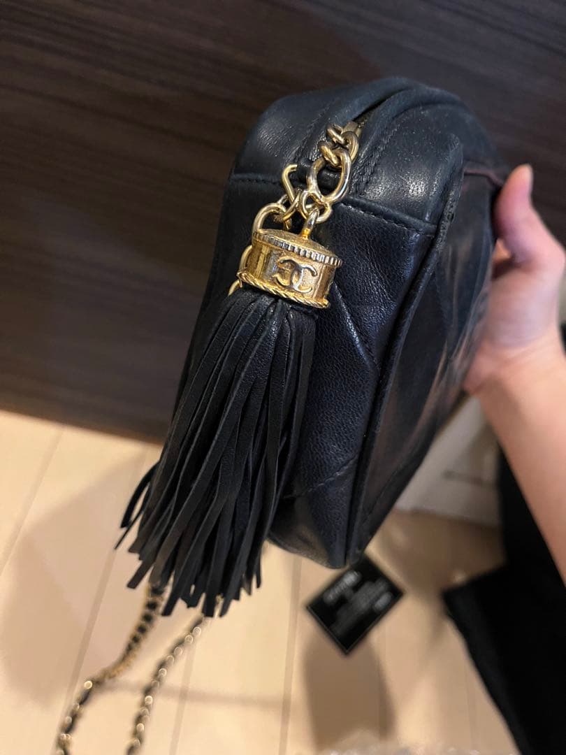 ネイビー　CHANEL ヴィンテージ　ショルダー　フリンジ