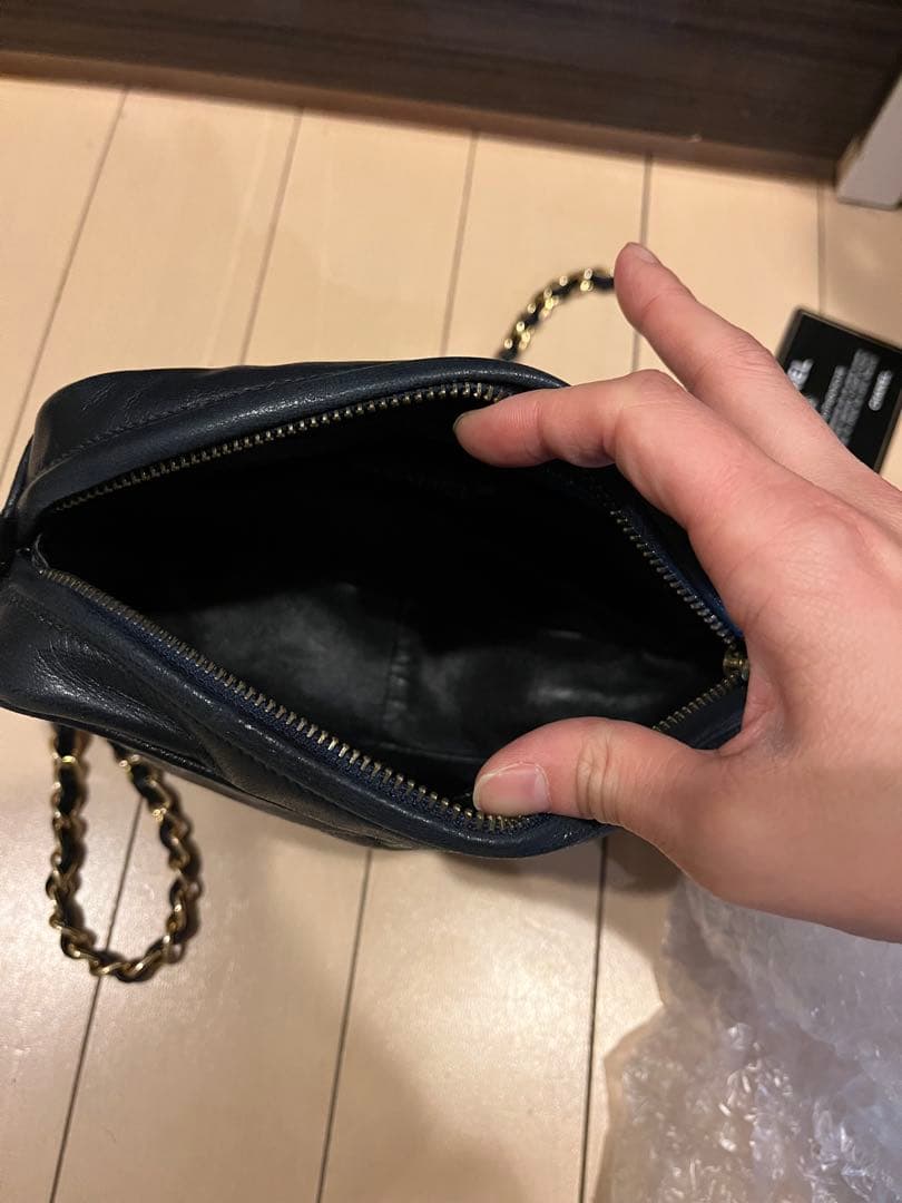 ネイビー　CHANEL ヴィンテージ　ショルダー　フリンジ