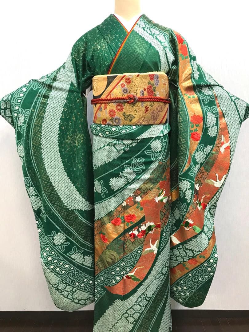 梅乃【136】正絹　振袖　フルセット　大きいサイズ　総絞り　成人式　大人　2L