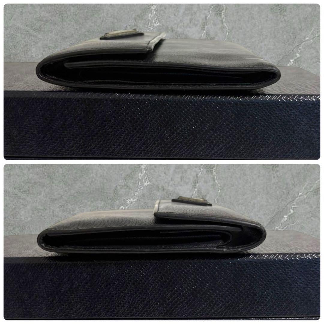 美品✨ PRADA プラダ 三つ折り財布 サフィアーノ ブラック 三角ロゴ