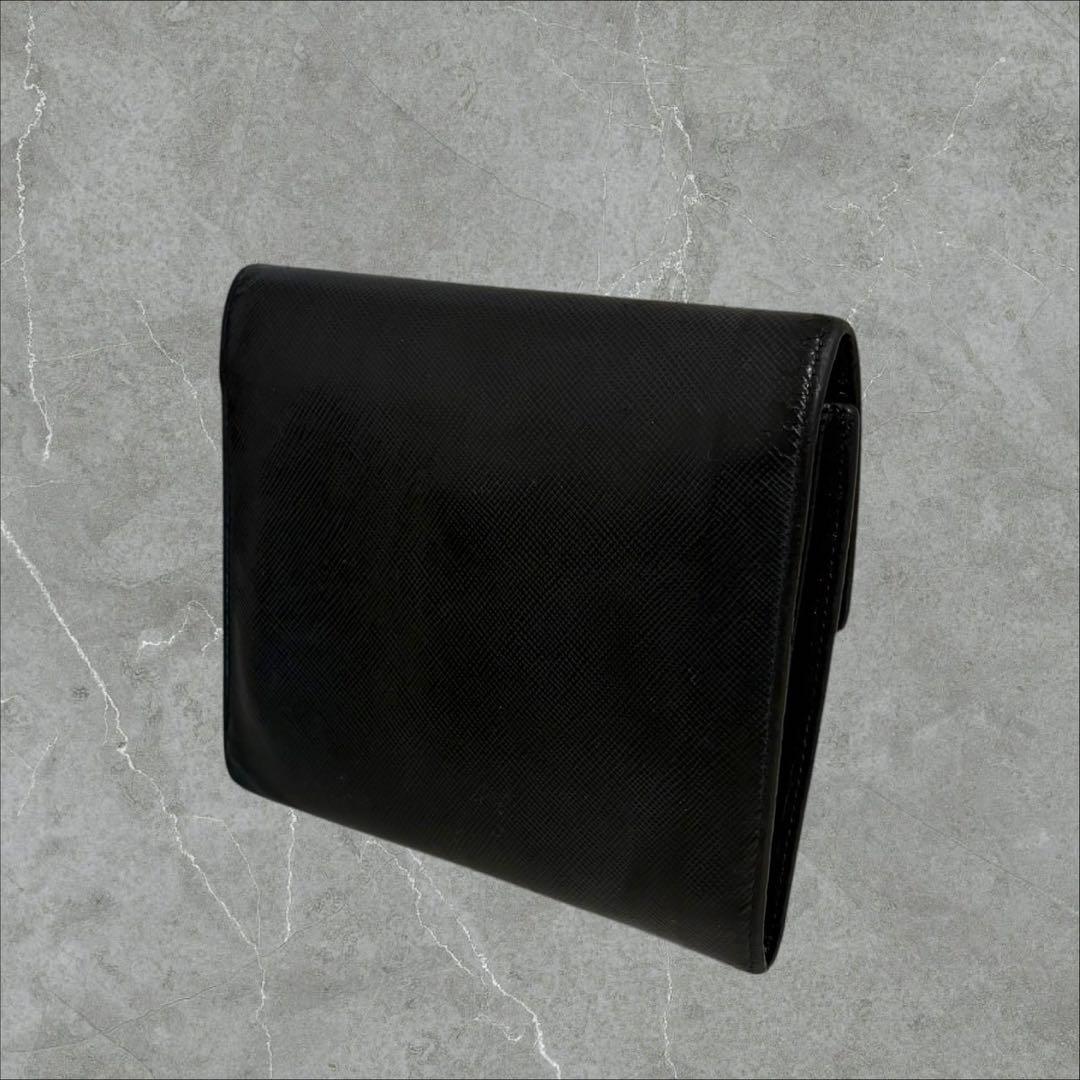 美品✨ PRADA プラダ 三つ折り財布 サフィアーノ ブラック 三角ロゴ