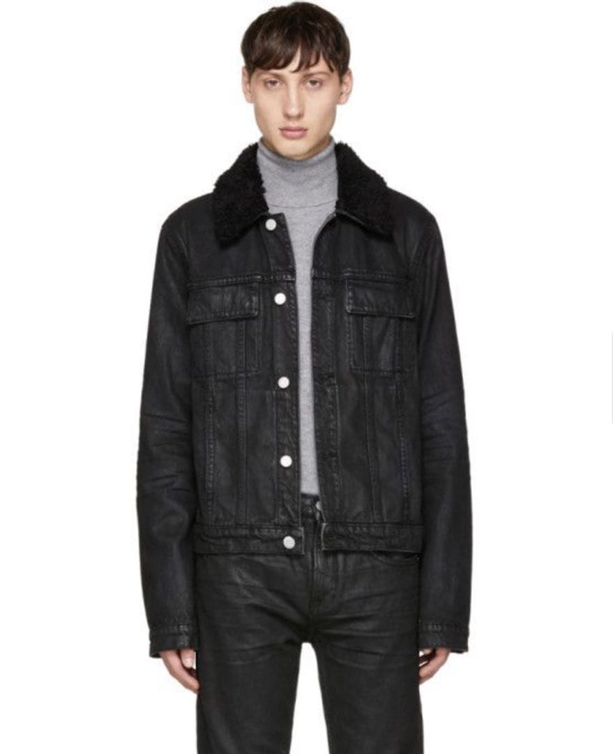 ジャケット・アウター Helmut Lang Fur Collar Wax Denim Jacket