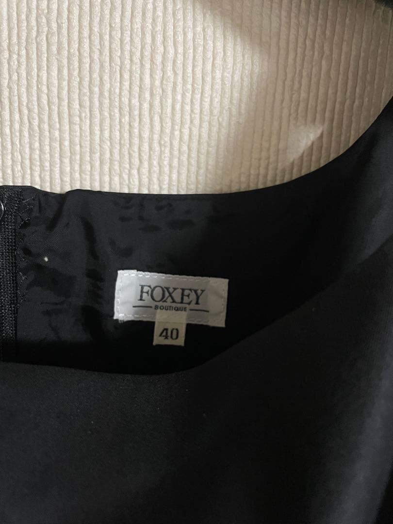 FOXEY ブラック シルク混ドレス 40