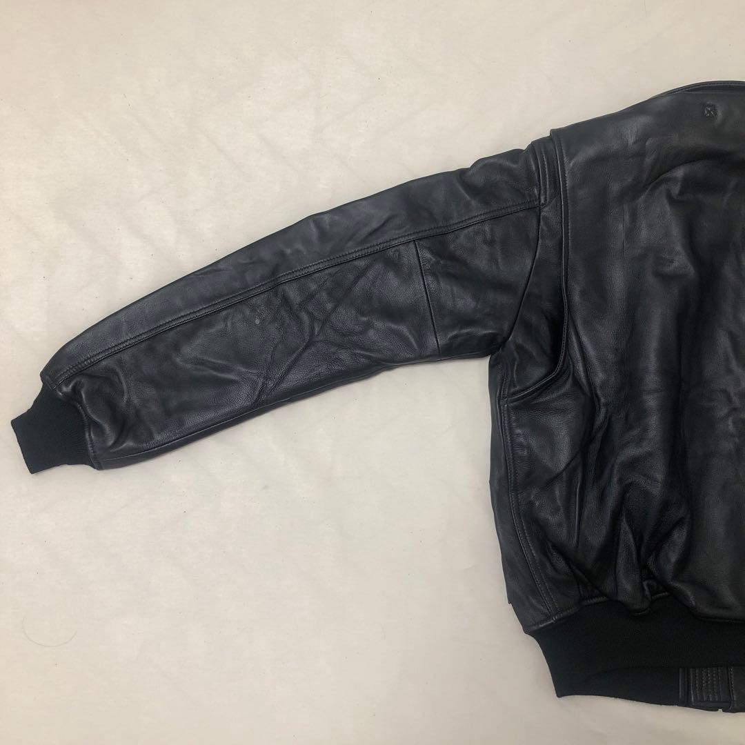 極美品HOUSTONヒューストンCWU45Pフライトジャケット黒シープレザー本革