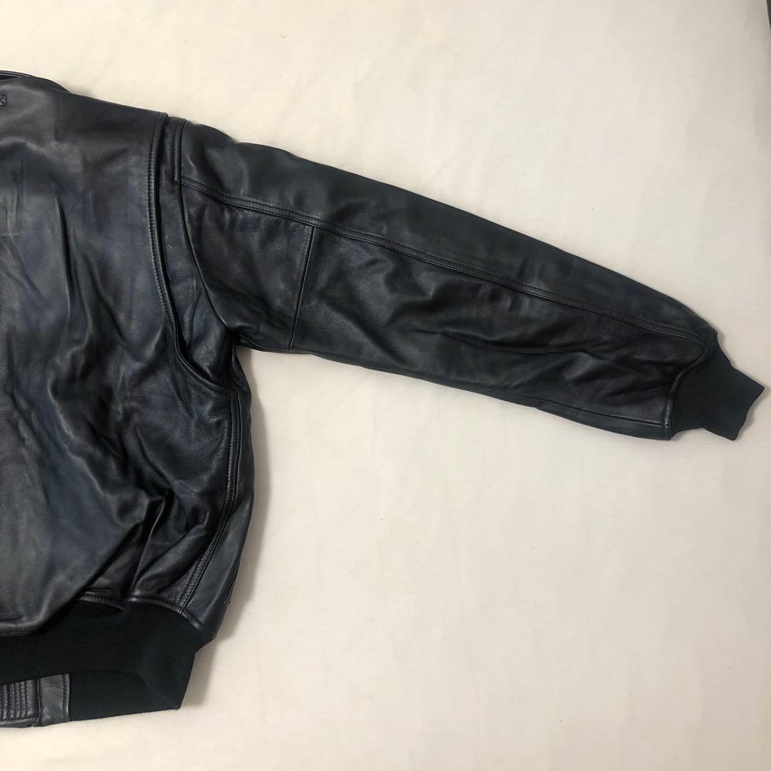 極美品HOUSTONヒューストンCWU45Pフライトジャケット黒シープレザー本革