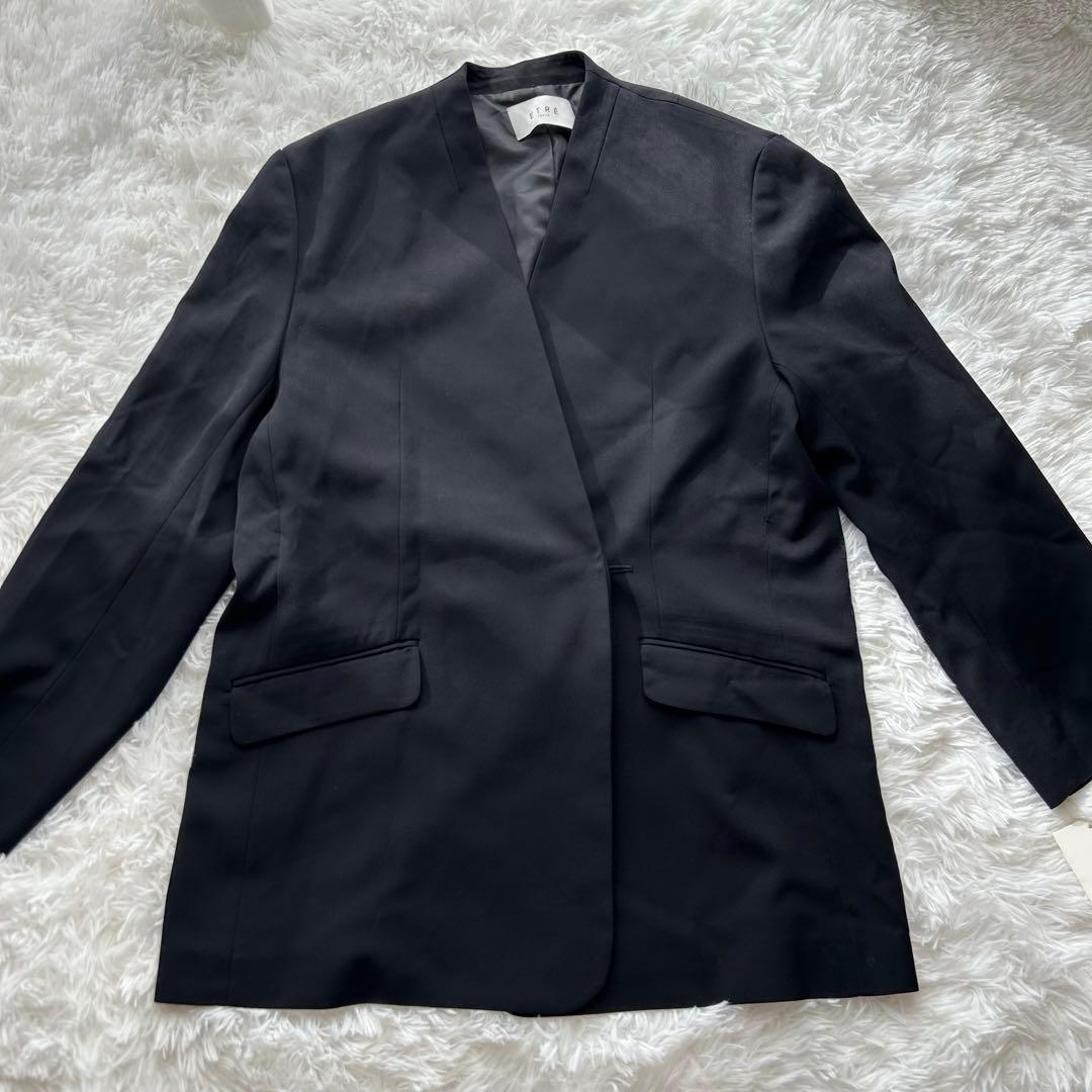新品タグ付/ETRETOKYO 2WAYシルエットノーカラージャケット ネイビー