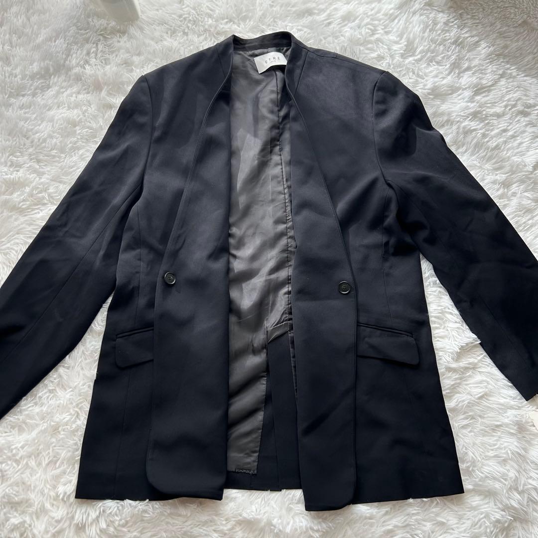 新品タグ付/ETRETOKYO 2WAYシルエットノーカラージャケット ネイビー