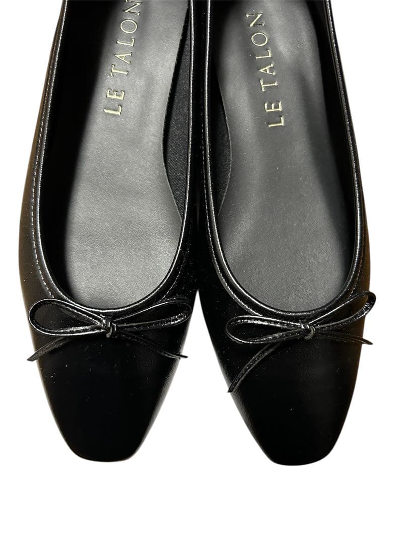 【LE TALON】新品/24cm/ブラック/リボン付きフラットシューズ☆
