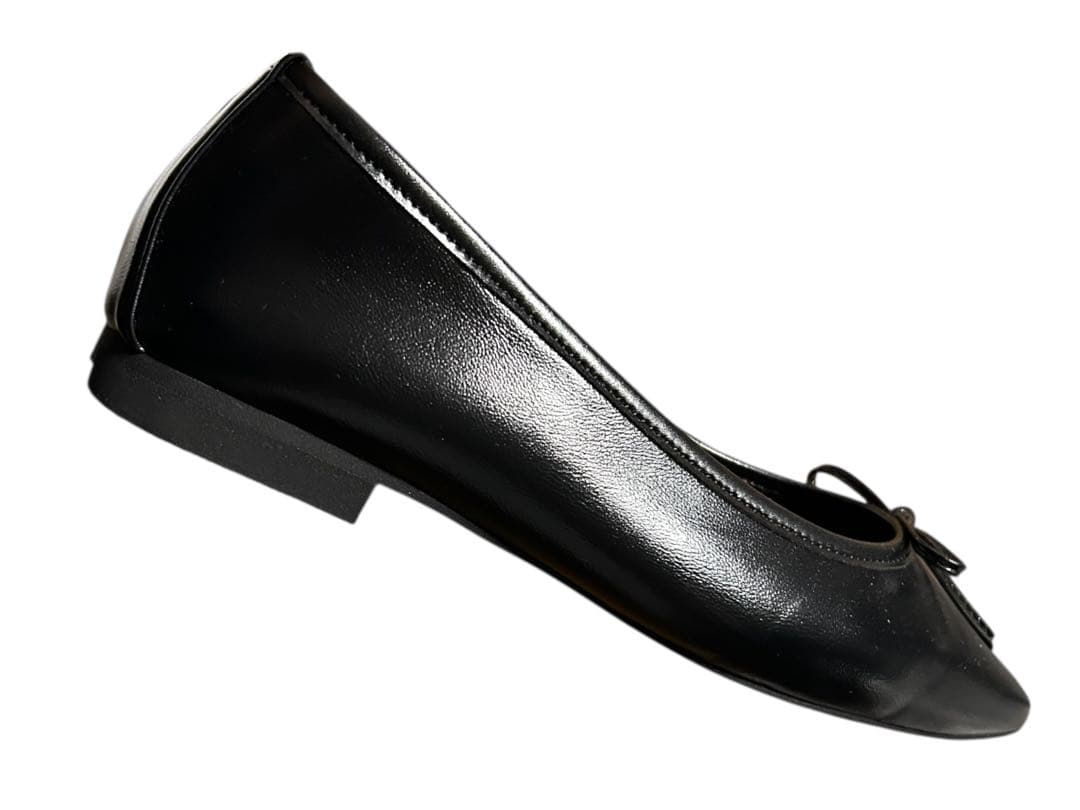 【LE TALON】新品/24cm/ブラック/リボン付きフラットシューズ☆