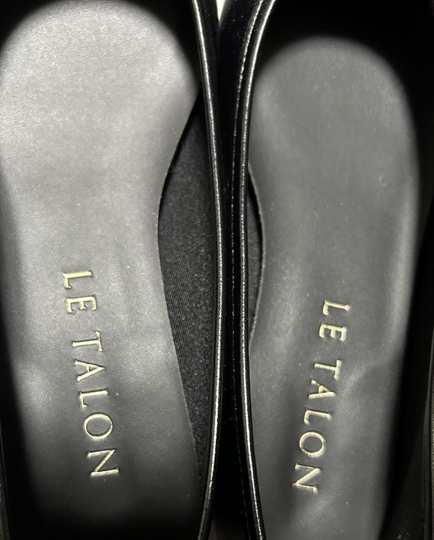 【LE TALON】新品/24cm/ブラック/リボン付きフラットシューズ☆