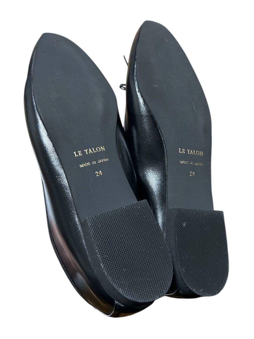【LE TALON】新品/24cm/ブラック/リボン付きフラットシューズ☆