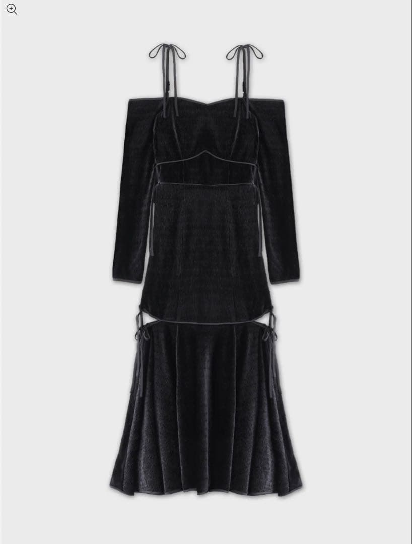 ワンピース mmeeme Side ribbon cutout onepiece black
