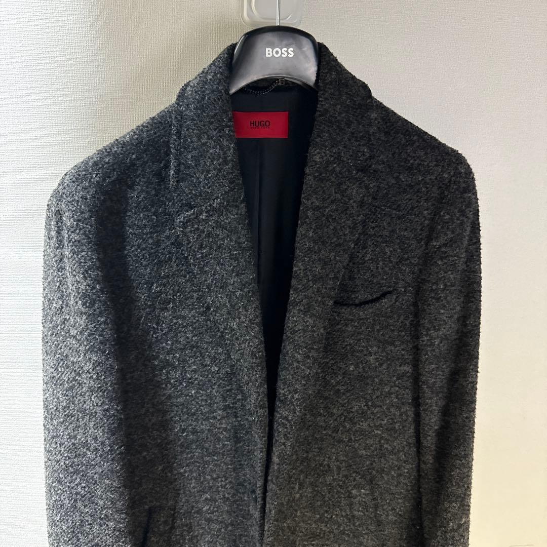 マ*ー様 HUGO BOSS チェスターコート Lサイズ／ダークグレー