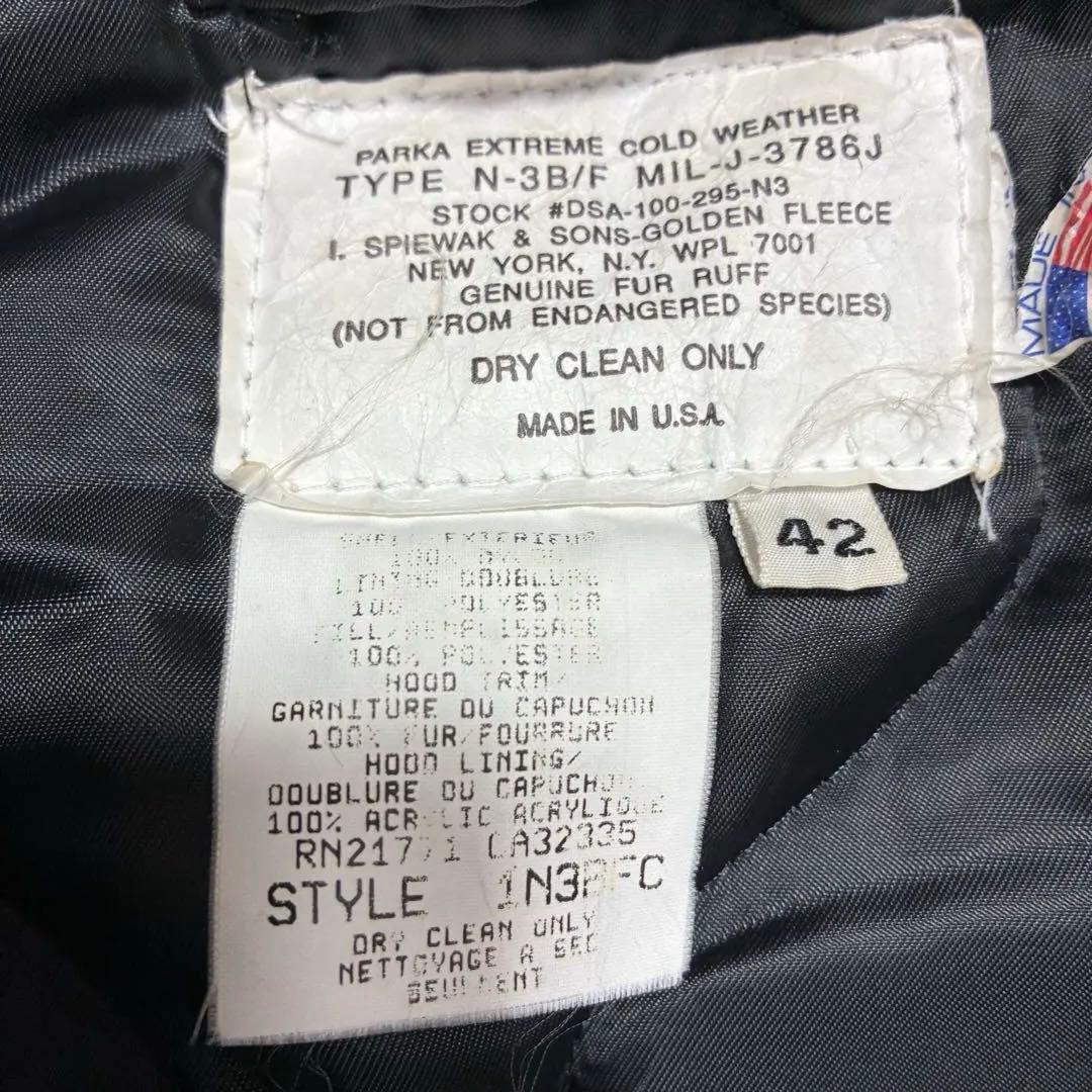USA製✨ スピワック N-3B フライトジャケット 42 カーキ ファー