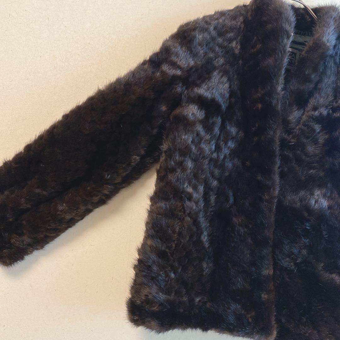 【サガミンク】（M）最高級 ミンクファーコート 銀タグ ダークブラウン