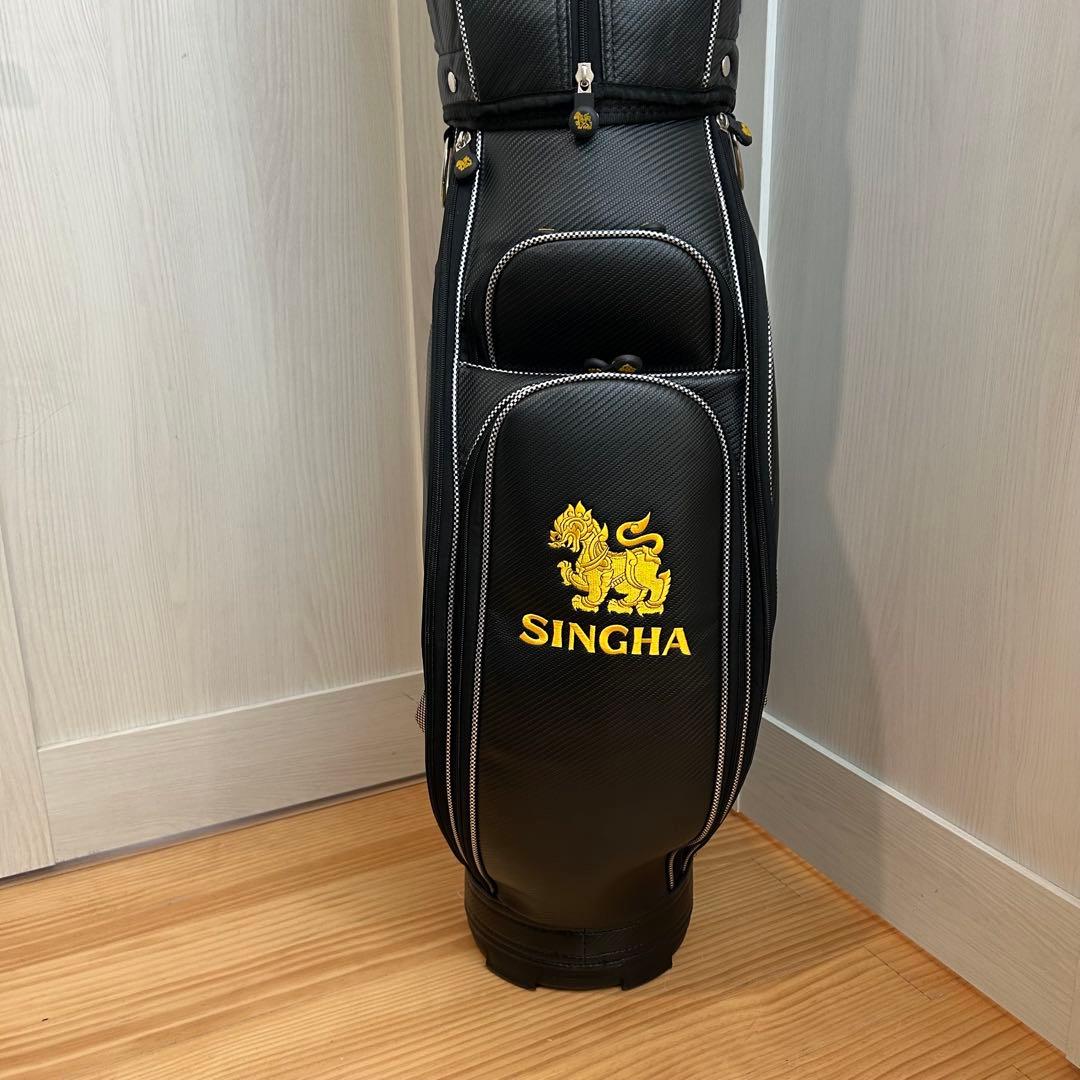 【希少・美品】SINGHA シンハービール　キャディバッグ　ゴルフ　カーボン調