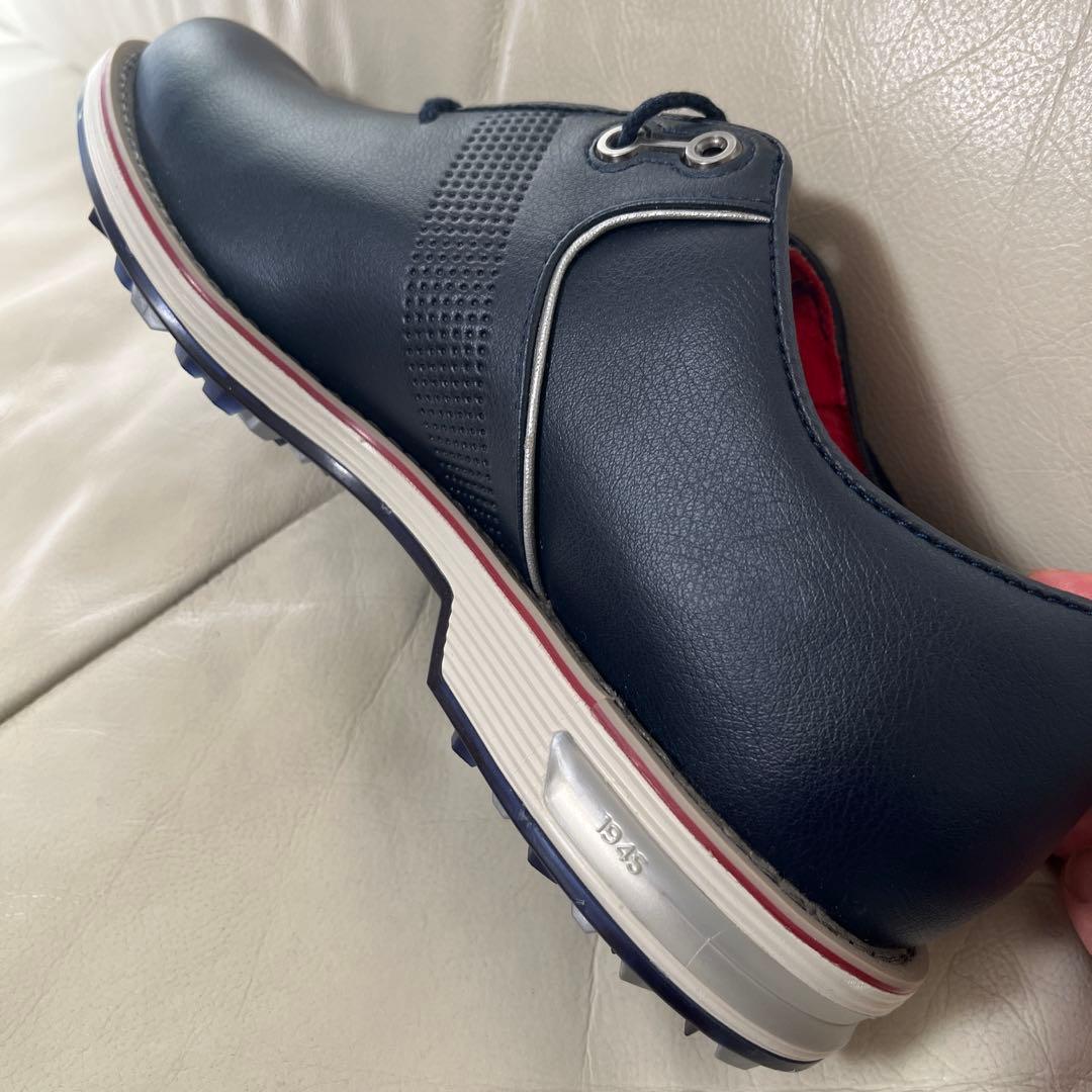 ネイビー レースアップ ゴルフシューズ