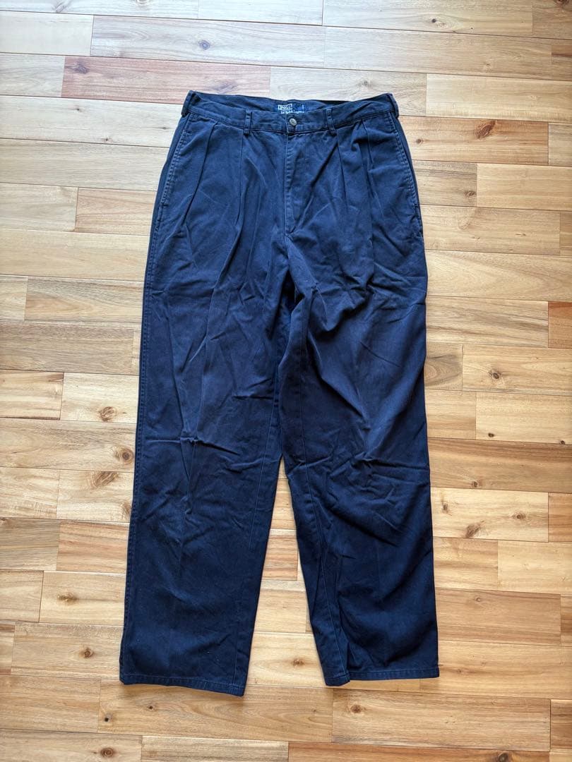 90s ラルフローレン ポロチノ 初期タグ ネイビー W34