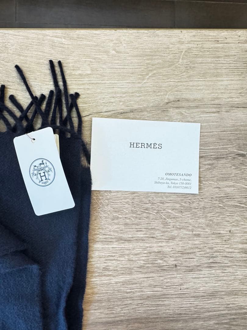 専用 HERMES ネイビー カシミヤマフラー