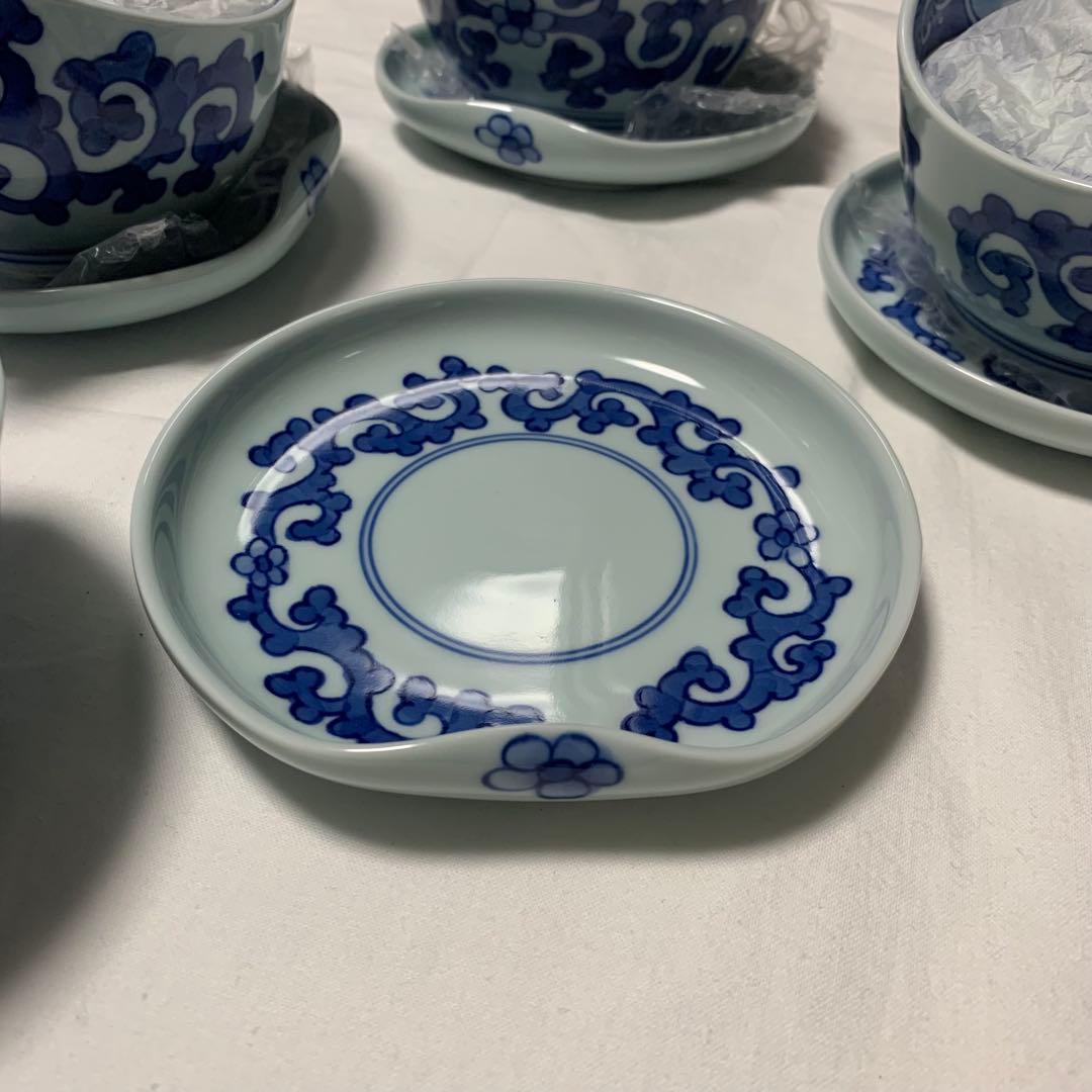 モモ 有田焼 青花山水図 蓋付き小鉢4客と豆皿セット