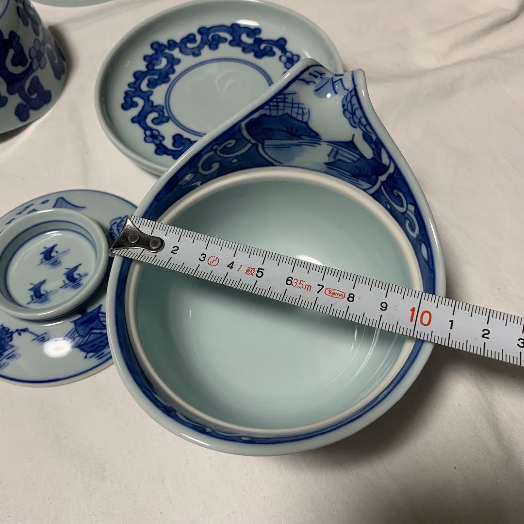 モモ 有田焼 青花山水図 蓋付き小鉢4客と豆皿セット