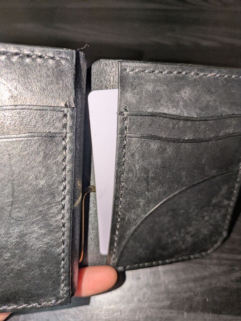 イタリアンレザー コンパクトウォレット マネークリップ式 ハンドメイド 本革