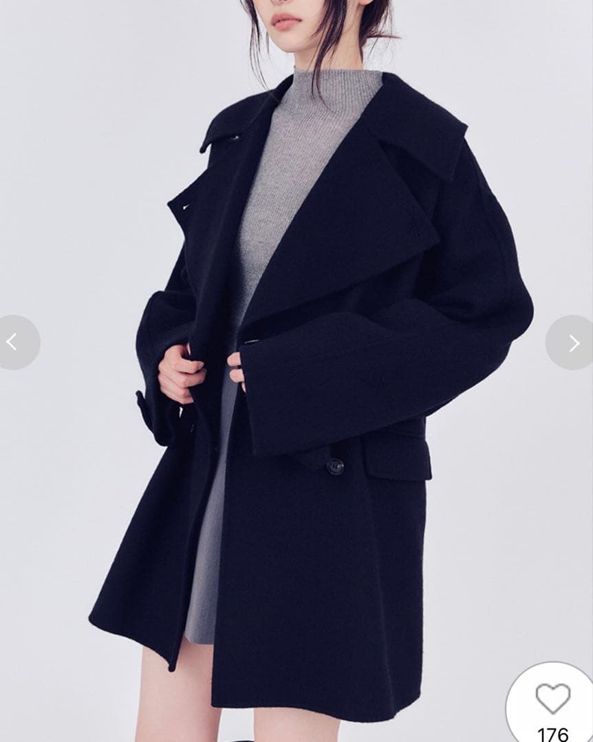 【完売品】FRAY I.D♡ウールリバーミドルAラインコート　ブラック