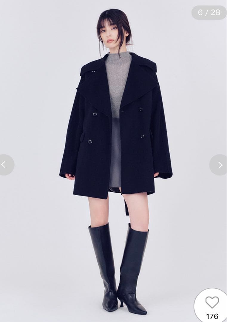 【完売品】FRAY I.D♡ウールリバーミドルAラインコート　ブラック