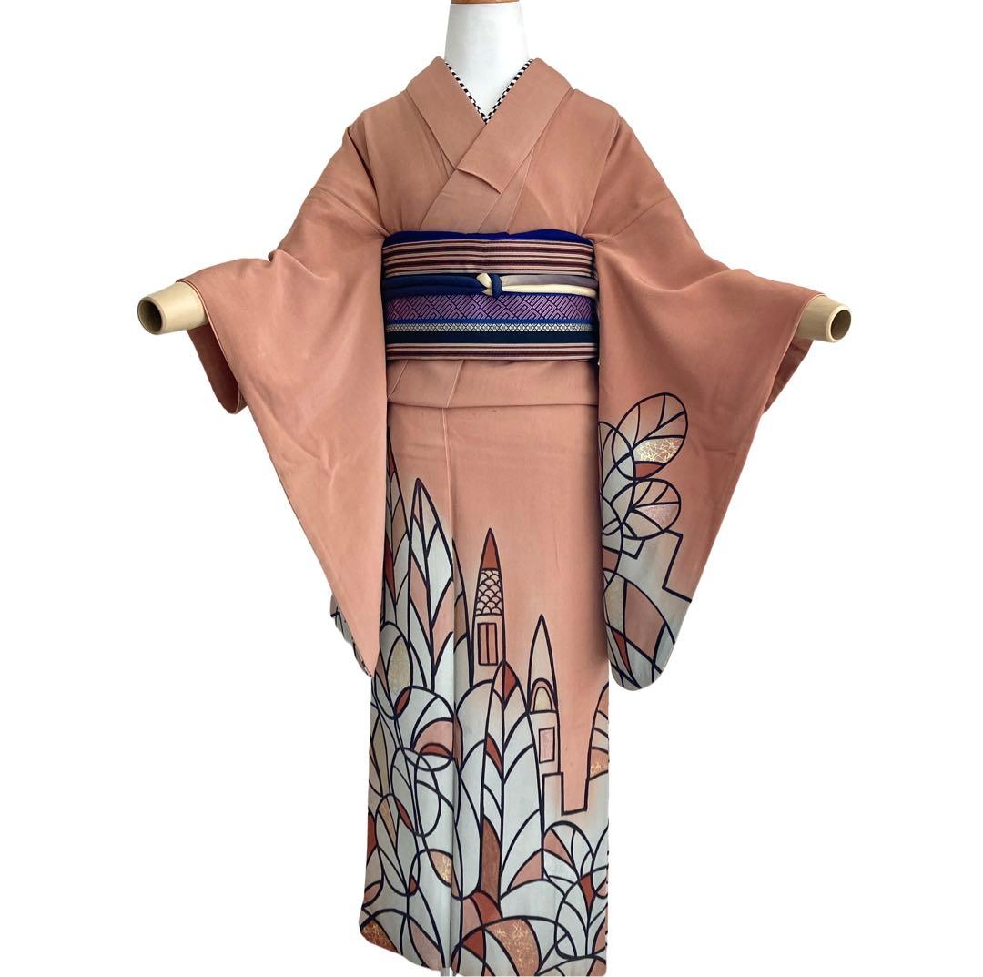 セミアンティーク　洋風建物　着物