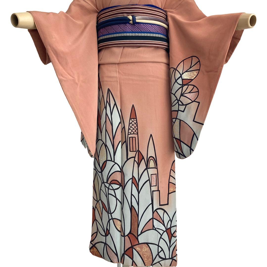 セミアンティーク　洋風建物　着物