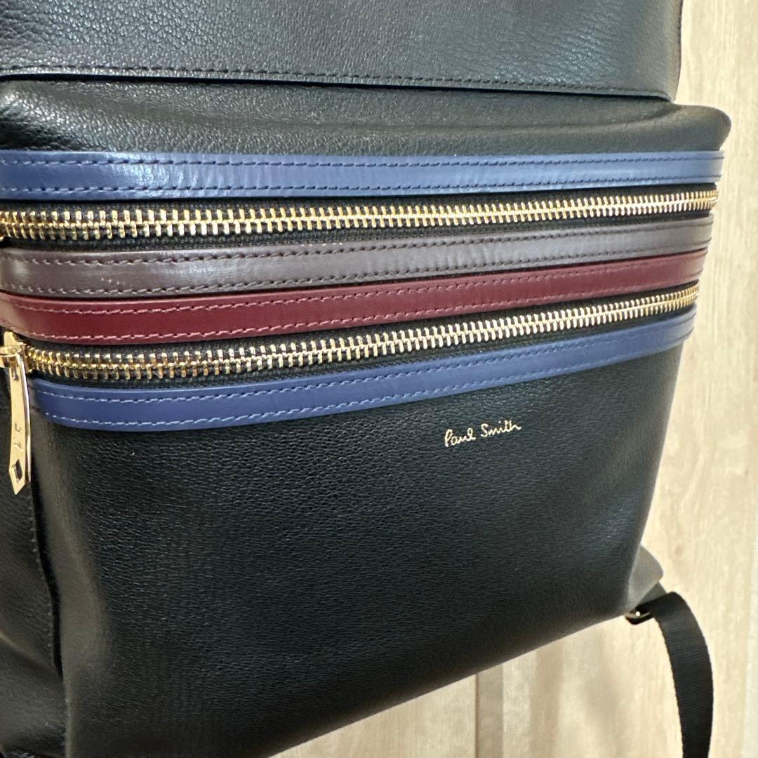 【美品】ポールスミス シグネチャージップストライプ リュック PSN484レザー