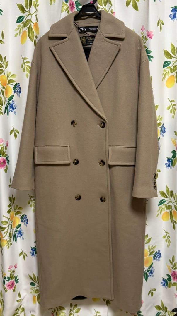 ZARA. ベージュ ダブルブレスト ロングコート