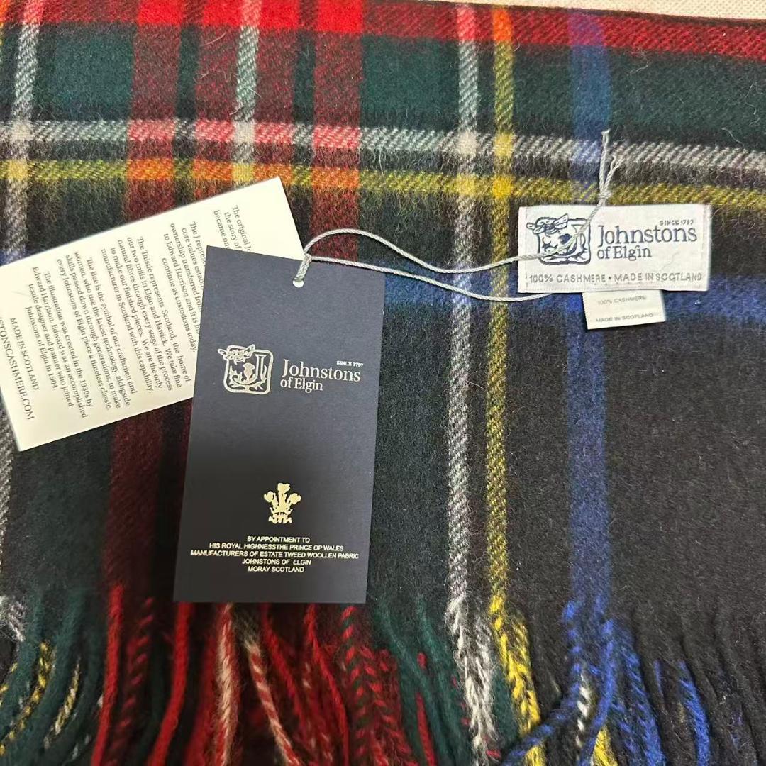 ノ*ト様 ジョンストンズ カシミア 大判ブラックスチュワート ストール マフラー