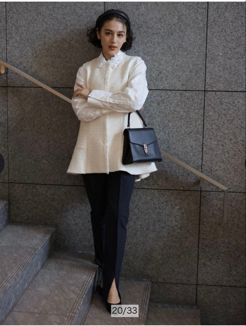 ゆべしArpege storyツイードフレアジレ ホワイト 1アルページュ