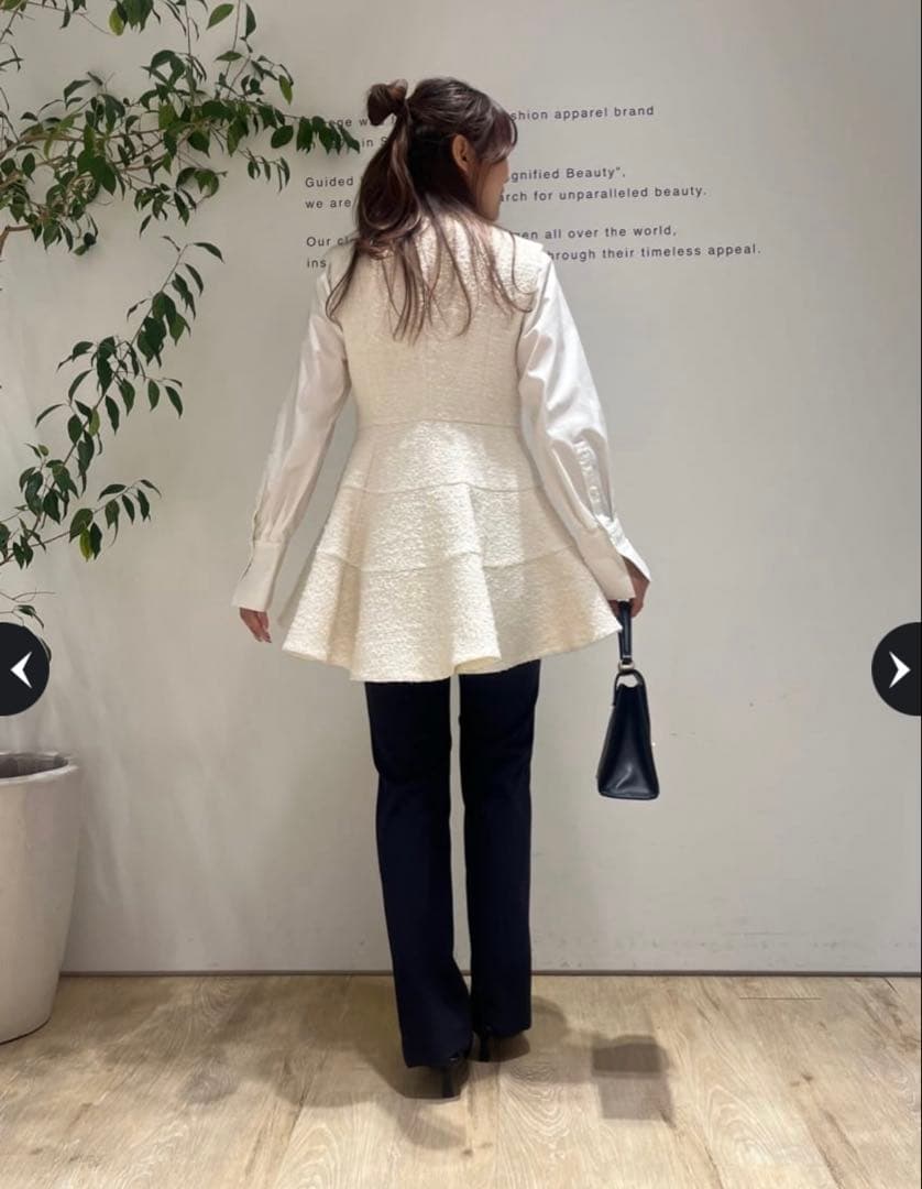 ゆべしArpege storyツイードフレアジレ ホワイト 1アルページュ