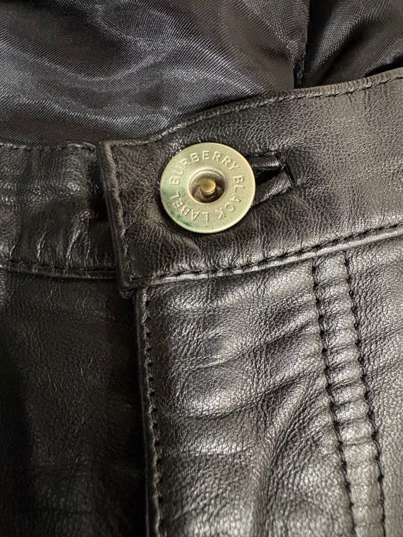 極美品☆BURBERRY BLACK LABEL ブラックレザーパンツ 79