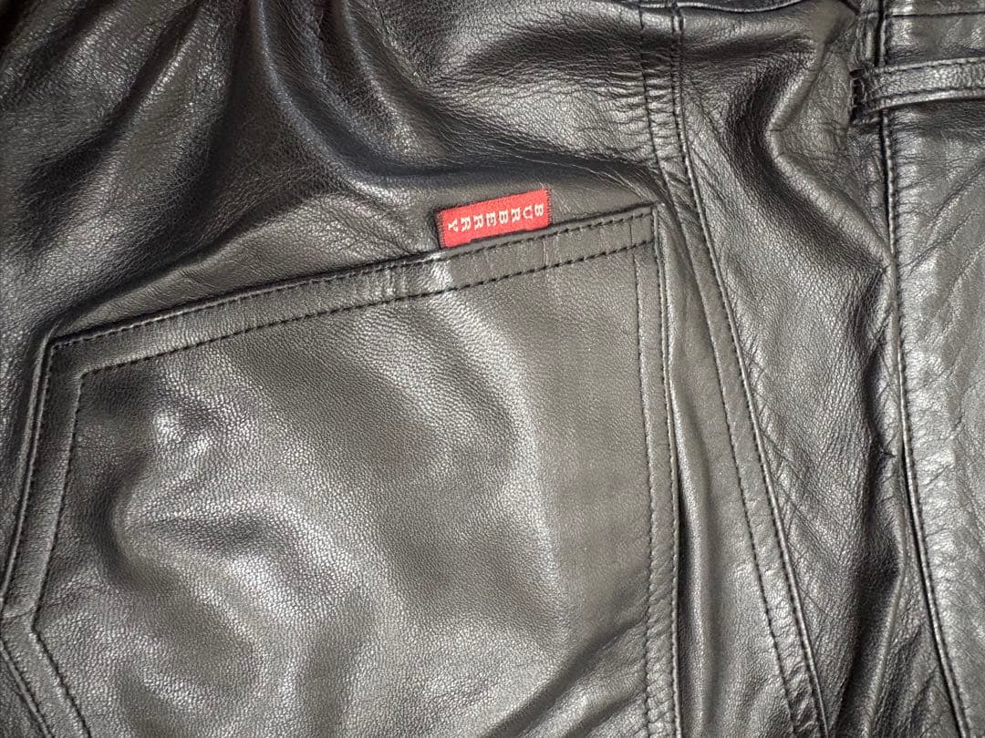極美品☆BURBERRY BLACK LABEL ブラックレザーパンツ 79