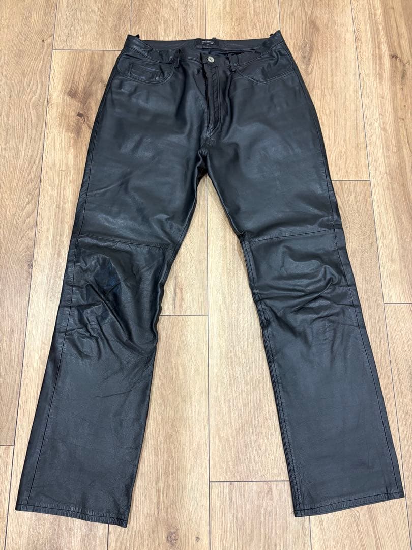 極美品☆BURBERRY BLACK LABEL ブラックレザーパンツ 79