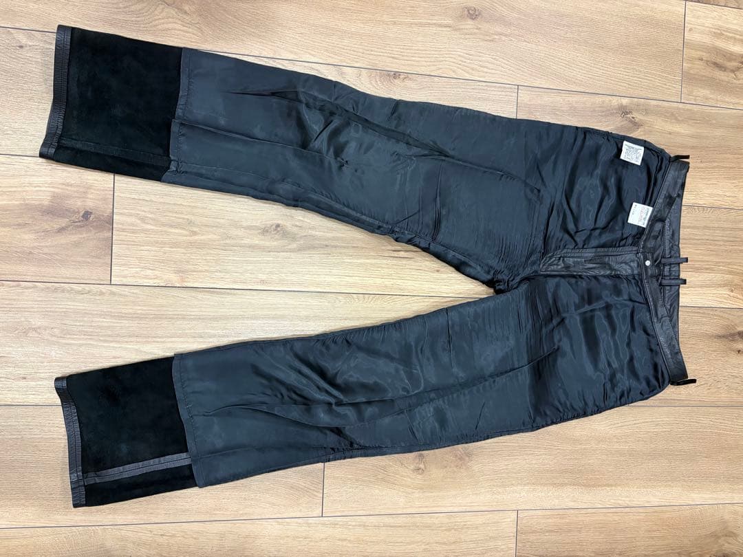 極美品☆BURBERRY BLACK LABEL ブラックレザーパンツ 79