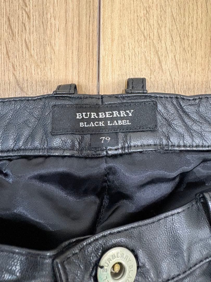 極美品☆BURBERRY BLACK LABEL ブラックレザーパンツ 79