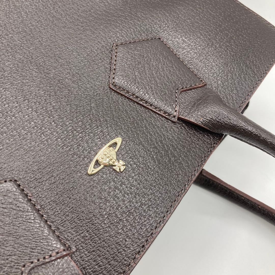 美品✨ヴィヴィアンウエストウッド トートバッグ エグゼクティブ2 銀オーブ　茶