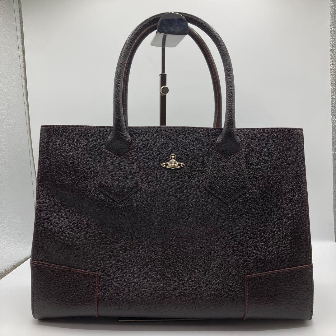 美品✨ヴィヴィアンウエストウッド トートバッグ エグゼクティブ2 銀オーブ　茶